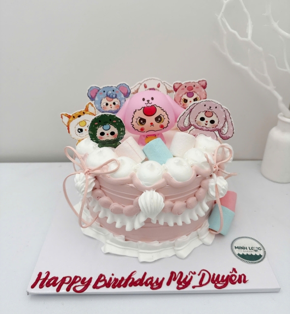 Bánh kem dành cho bé gái 7 tuổi thích tone hồng 