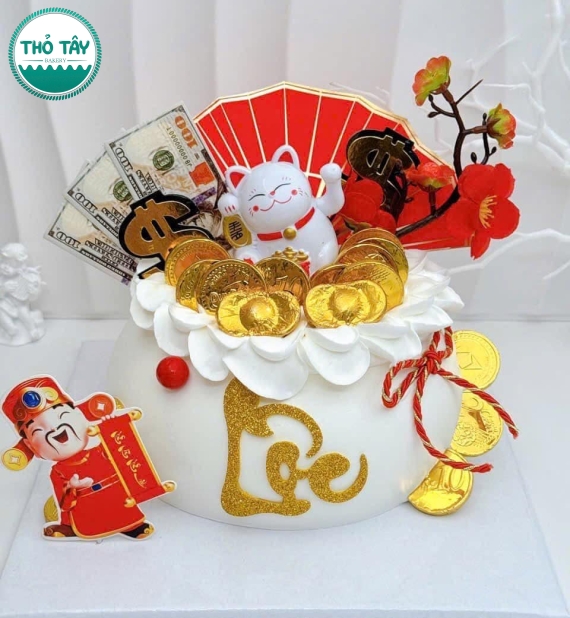 Bánh Kem Khai Trương Gắn Tờ Tiền – Mẫu Hot Cho Doanh Nghiệp