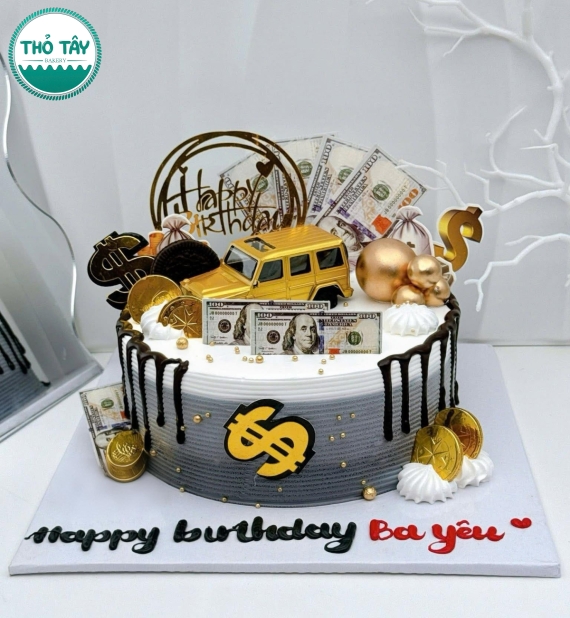 Bánh kem dành cho nam tone đen trắng