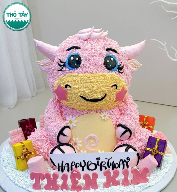 Bánh kem fondant thôi nôi chủ tuổi dê- Dễ thương cho bé gái