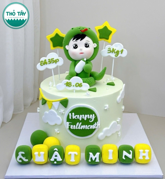 Đặt bánh kem fondant thôi nôi ở Cần Thơ – Thiết kế riêng cho bé yêu
