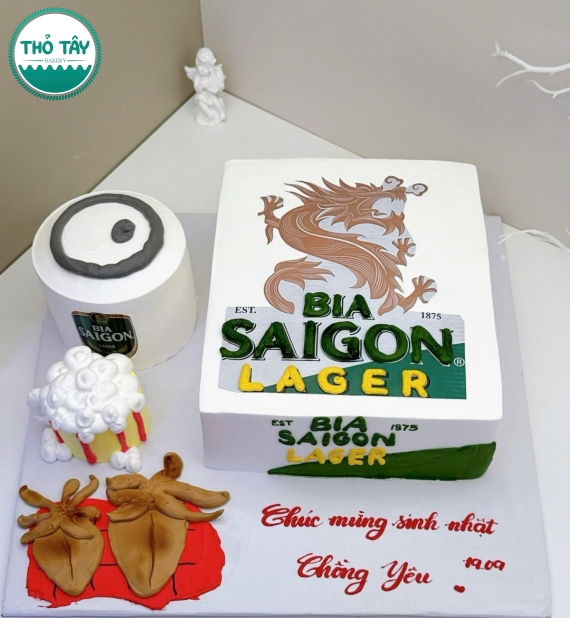 Bánh kem thùng bia sài gòn dành cho chồng yêu