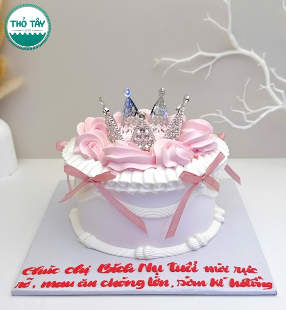 Bánh kem hàn quốc tone hồng dành cho nữ thổi kim tuyến