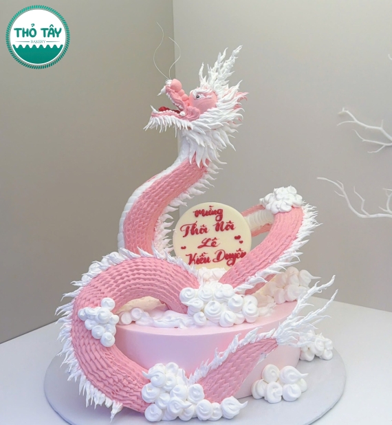 Bánh Kem thôi nôi tuổi rồng tone hồng cho bé gái-mẫu hot 2025