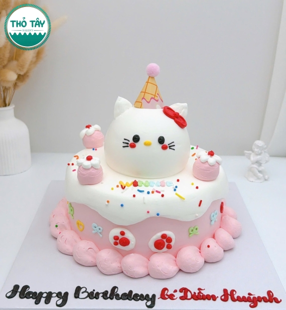 Bánh kem hàn quốc tone hồng đơn giản