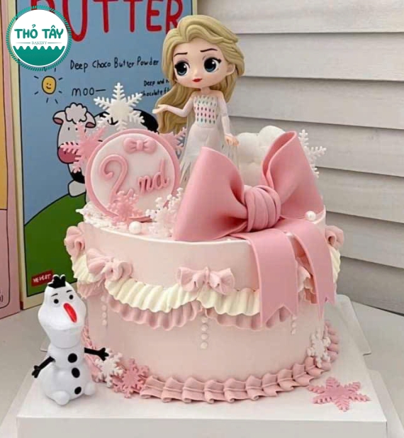 Bánh kem công chúa elsa màu Tone Hồng
