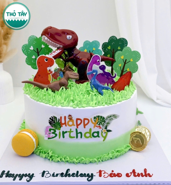 Bánh kem sinh nhật bé trai yêu khủng long