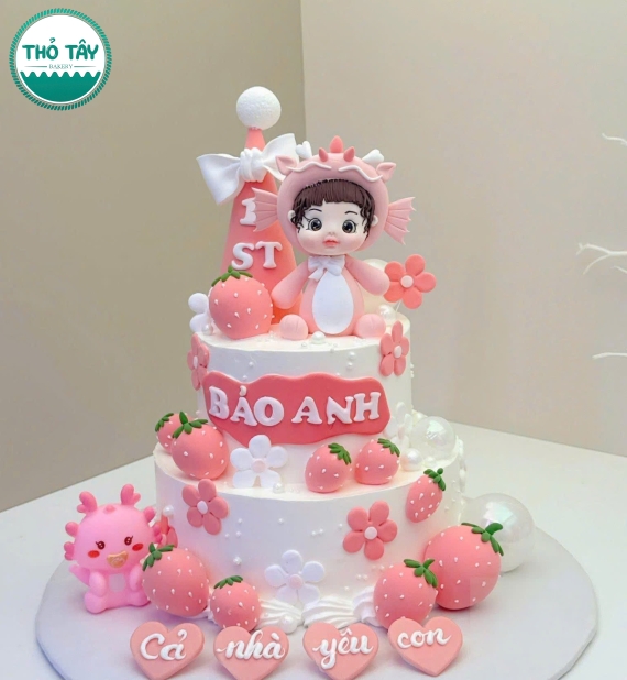 Mẫu bánh kem thôi nôi bé dâu xinh-bánh kem thỏ tây cần thơ