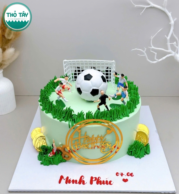 Bánh kem dành cho bé trai làm theo yêu cầu giao mê bóng đá