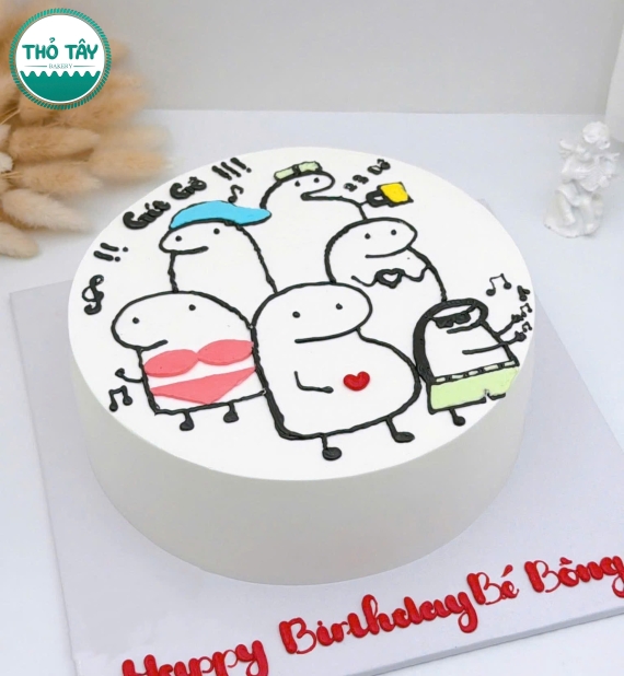 Bánh kem style Hàn vẻ hình chibi hội bạn