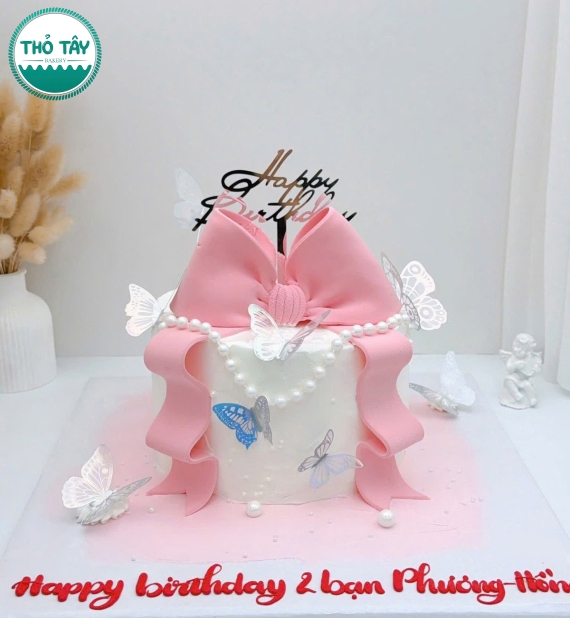 Bánh Kem nữ trang trí nơ bản lớn xinh 