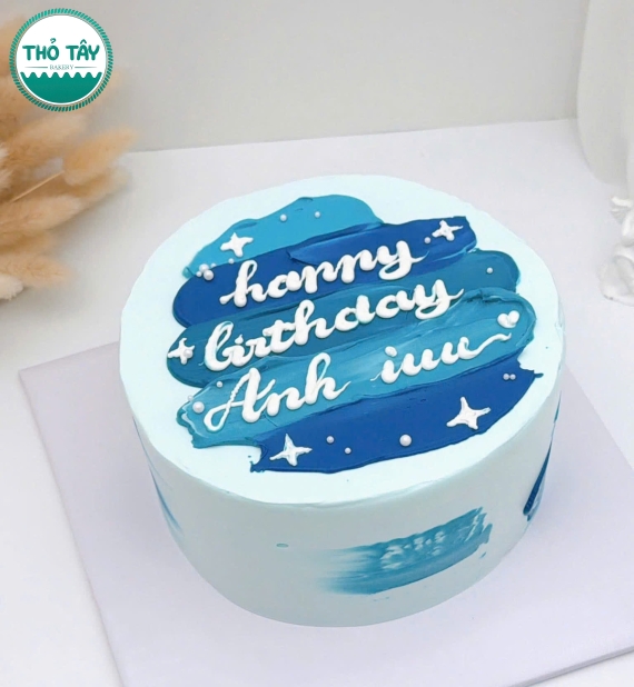 Bánh kem style hàn quốc Tone xanh viết lời chúc