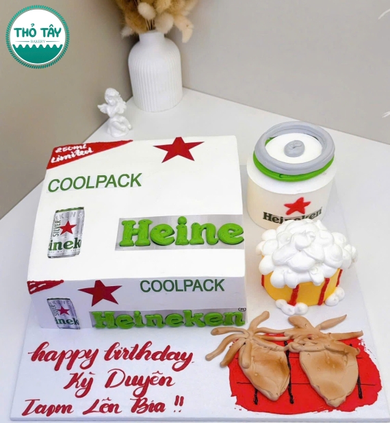Bánh kem tạo hình bia heineken