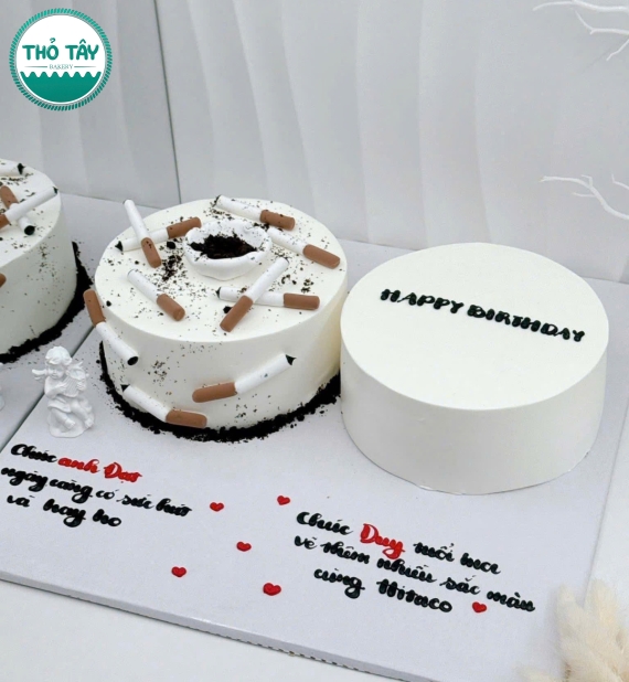 Bánh kem tặng sinh nhật cho người cứ hở ra là hút thuốc lá