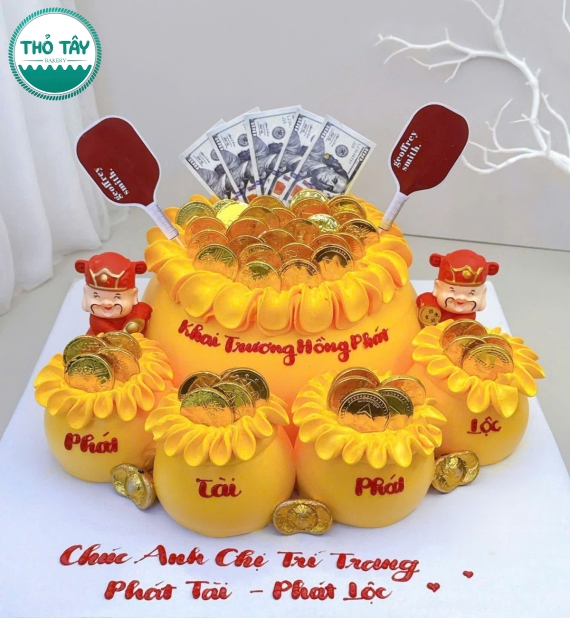 Bánh Kem khai trương kèm túi tiền vàng