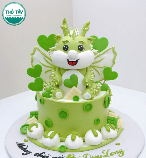 Bánh kem thôi nôi tuổi rồng tạo hình 3d