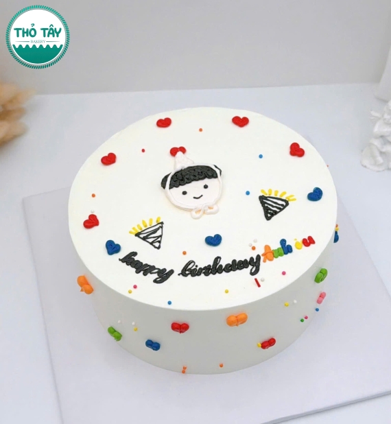 Bánh kem style Hàn Quốc vẻ hình chibi viết chữ anh iu