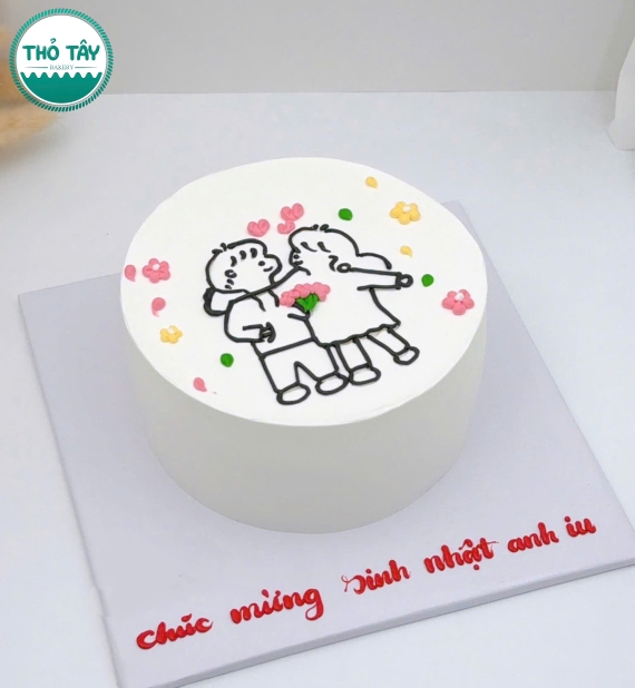 Bánh kem style hàn quốc dành vẻ hình dành cho cặp đôi 