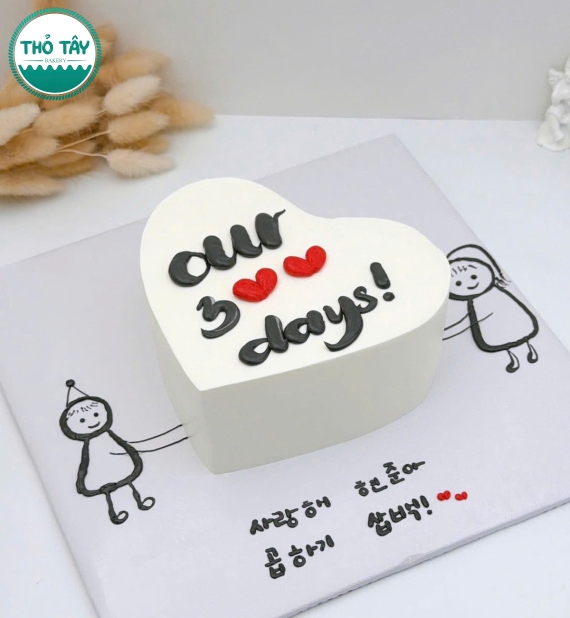 Bánh kem hàn quốc tone tặng 14/2 hình trái tim