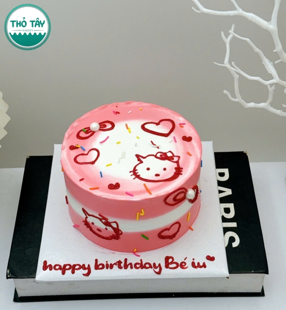Bánh kem hàn quốc vẻ hình hello kitty