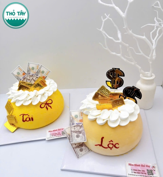 Bánh Kem khai trương tone vàng làm theo yêu cầu