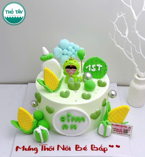 Bánh Kem thôi nôi dành cho bé trai tone xanh hot tại ô môn