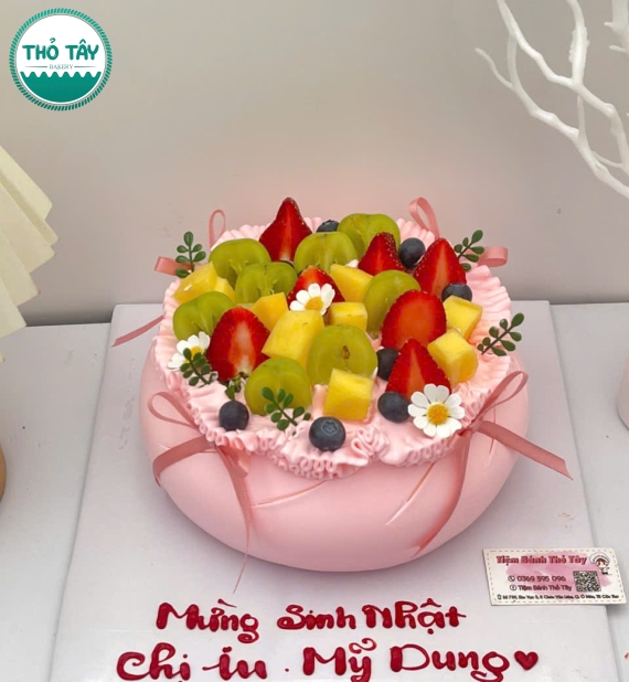 Bánh Kem trái cây túi hồng mẫu đẹp 2026