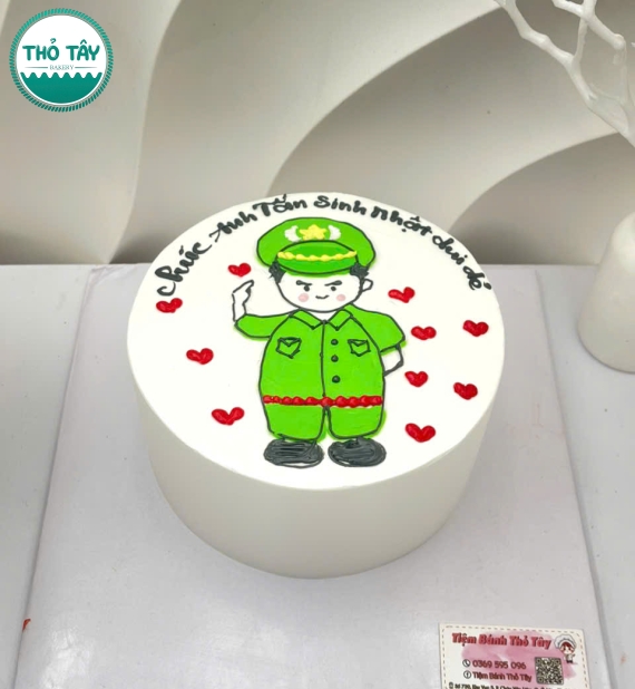 Bánh kem tạo hình chú công an 