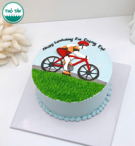 Bánh kem hàn quốc vẻ hình chi bi chiếc xe đạp