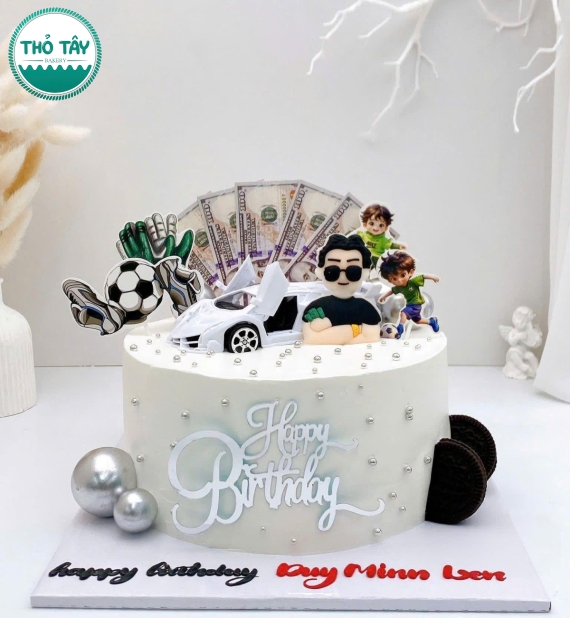 Bánh kem dành cho nam tone xanh hot 2026