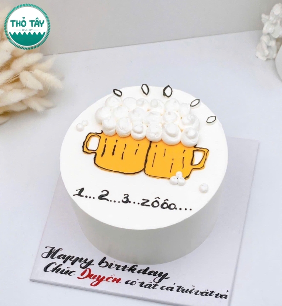 Bánh kem dành cho nam mẫu bánh 2 ly bia cụng nhau