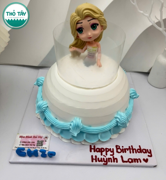 Bánh kem váy chảy công chúa tone xanh hot 2026