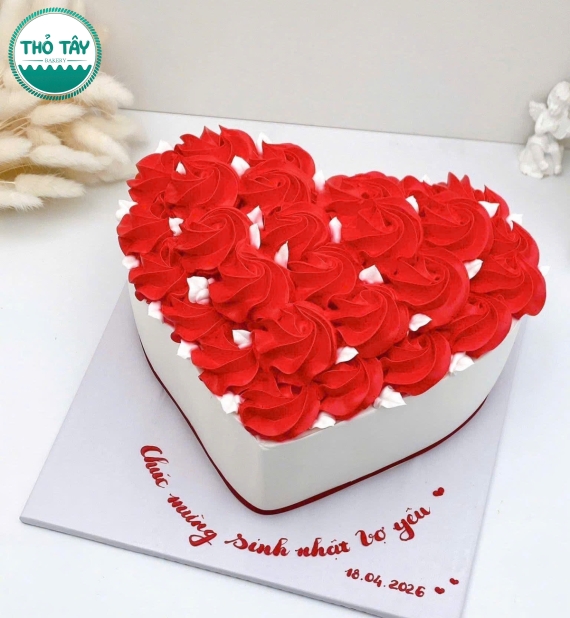 Mẫu bánh kem dành tặng Vợ yêu mẫu bánh trái tim đỏ hot