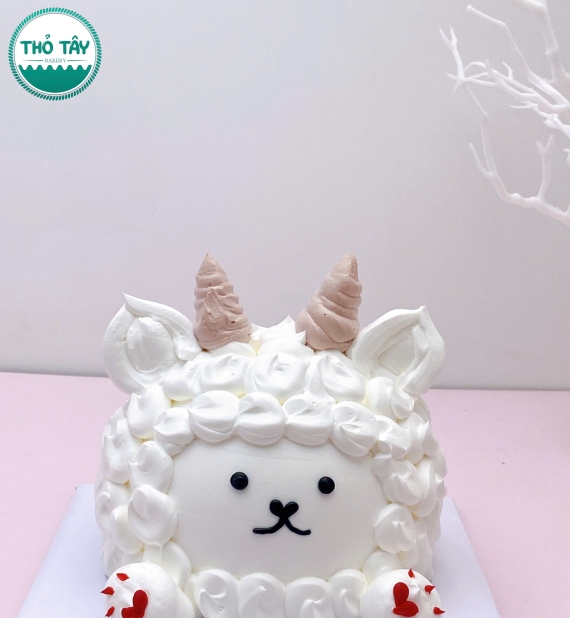 Bánh kem hàn quốc tạo hình chú cừu trắng