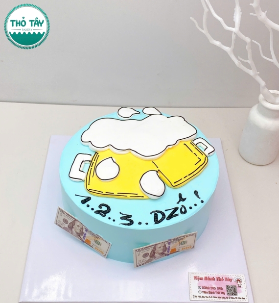 Bánh Kem Hàn Quốc vẻ hình chibi 2 ly bia hot 2026