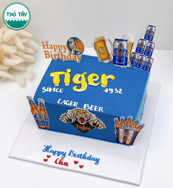 Bánh kem tạo hình thùng bia tiger hot 2026