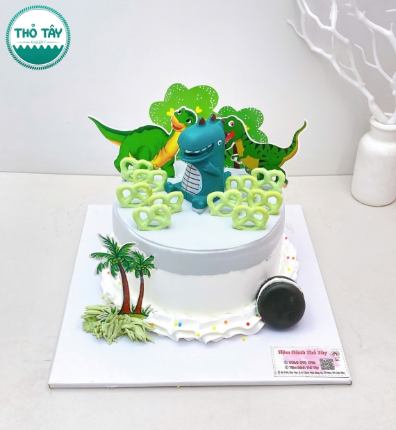 Bánh Kem Cho Bé Trai yêu thích khủng long lên 6 tuổi 