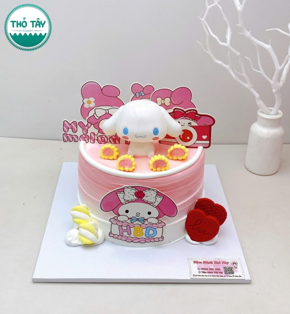 Bánh Kem dành cho bé gái tone hồng đáng yêu lên 2 tuổi 