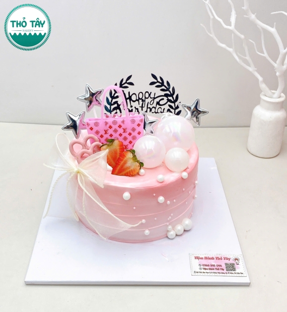 Bánh Kem nơ hồng tặng nữ xinh mix phụ kiện theo yêu cầu 