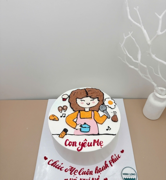 Bánh Kem vẻ hình chibi làm theo yêu cầu tặng mẹ 