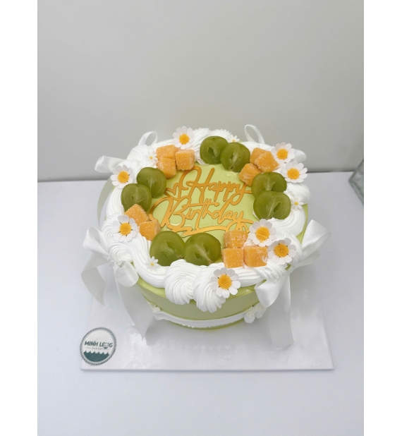 Bánh Kem trái cây mừng 22 tuổi tone xanh 
