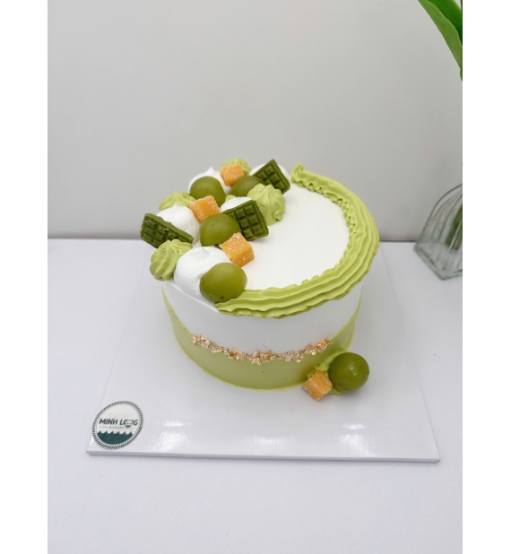 Bánh Kem trái cây mừng 21 tuổi tone xanh 