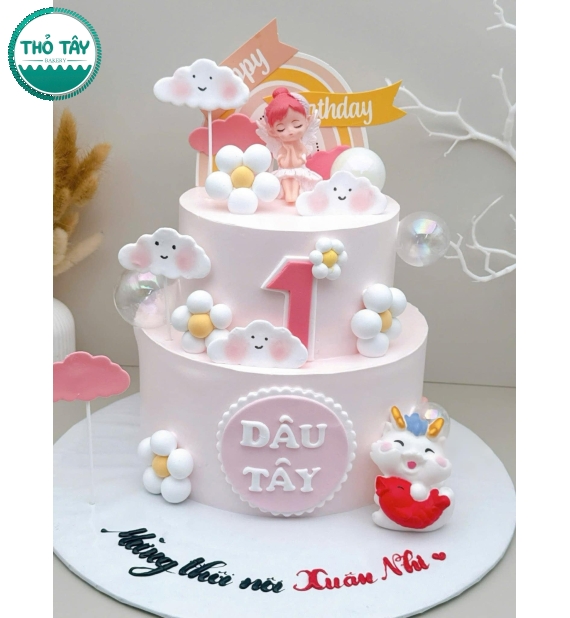 Bánh fondant thôi nôi bé gái công chúa Elsa – Bánh kem làm theo yêu cầu