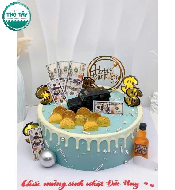 Bánh kem dành cho nam tone xanh