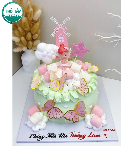 Bánh Kem túi tiền dành cho bé gái tone xanh