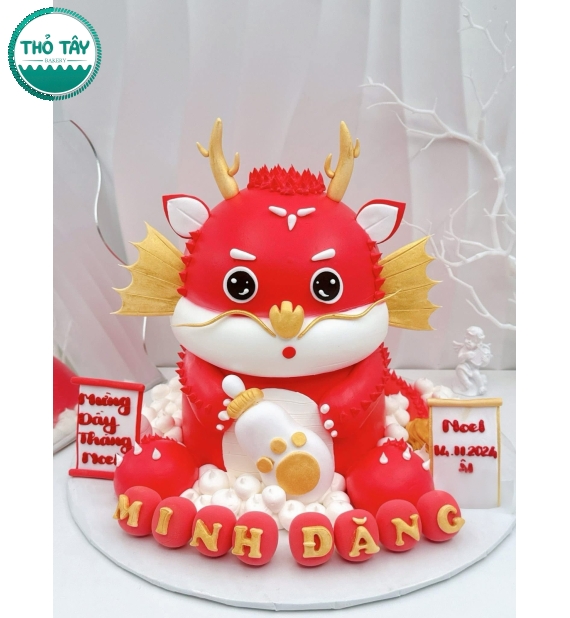 Bánh Kem thôi dành cho bé trai tuổi rồng tone đỏ
