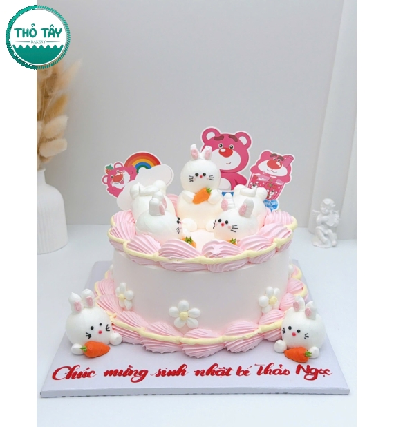 Bánh Kem gấu dâu xinh dành cho bé gái