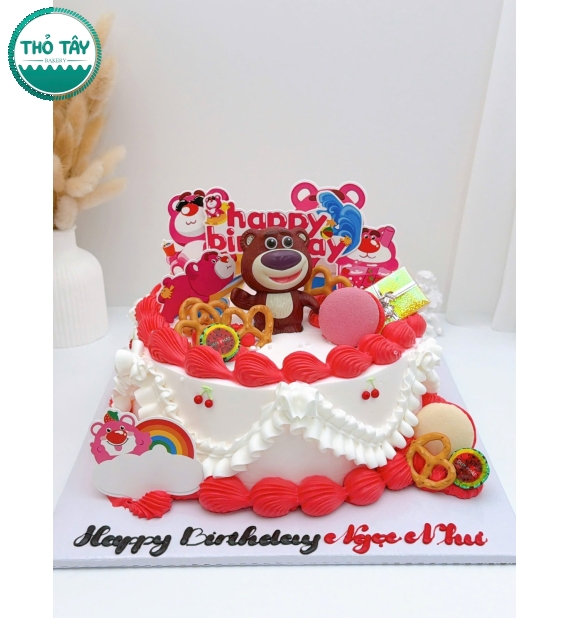 Bánh Kem thích gấu dâu tone hồng xinh