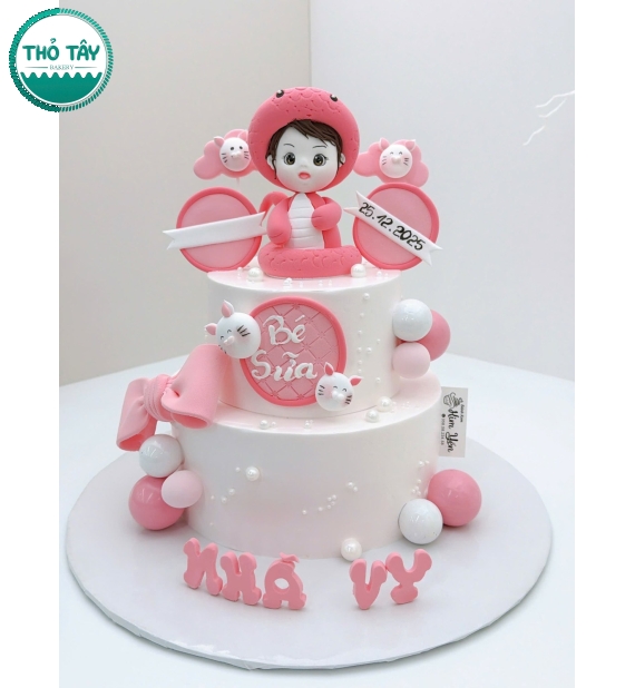 Bánh thôi nôi dành cho bé gái tuổi rắn tone hồng