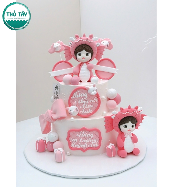 Bánh thôi nôi dành cho bé gái tone hồng hot 2026